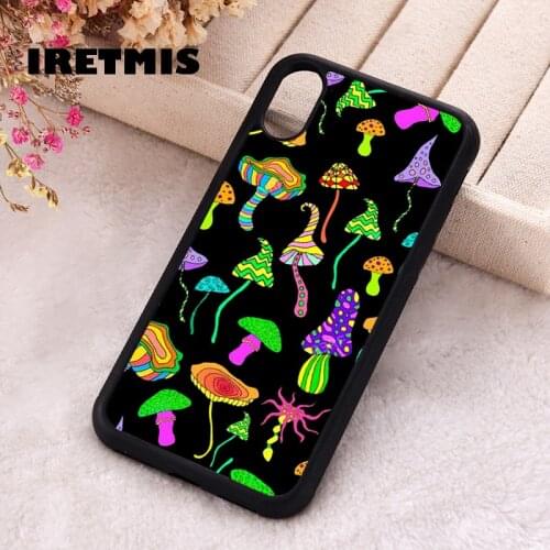 Iretmis 5 5S SE Phone Cover Case for iPhone 6 6S 7 8 Plus X Xs XR 11 12 Mini Pro Max Bright Fantastic Mushrooms Rainbow Colors