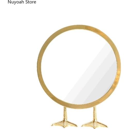 Home Brass Color Duck Foot Mirror Cute Creative Makeup Mirror Brass Color Decorative Ornaments Bedroom Decoration Accessories