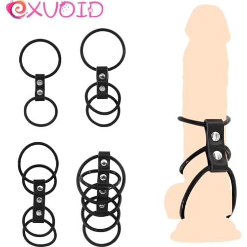 EXVOID Elastic Penis Ring Black Sex Toys for Men Erection Male Masturbator 5 Rings Big Cock Ring Delay Ejaculation Scrotum Bind