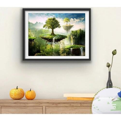 HUACAN DIY Full Diamond Painting Tree Mosaic Rhinestone Cross Stitch Landscape Diamond Embroidery Waterfall Home Decoration