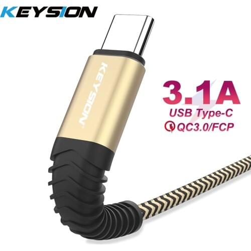 KEYSION 3.1A Fast Charging Type-C Cable for Redmi Note 8 Pro 7 K20 USB-C Data Sync Charger Wire for Xiaomi Mi 9T Pro Note 10 A3
