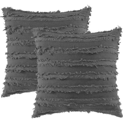 Pack of 2 Boho Cotton Linen Throw Pillow Covers Decorative Cushion Covers for Sofa Couch Living Room Bedroom 18X18Inch