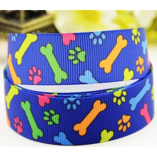 22mm 25mm 38mm 75mm Dog paw Cartoon printed Grosgrain Ribbon party decoration 10 Yards X-03478