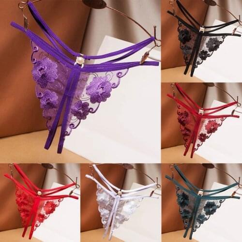 Lace Crotchless Thongs Women Sexy Panties Ladies Girls Breathable Underwear See Through Briefs Sexy Erotic Lingerie Briefs Panty