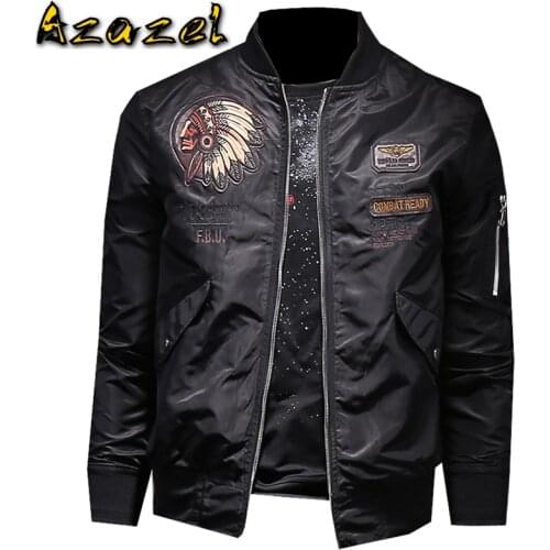 Air Force Airmans Automotive Leather Jacket Coat Plus Size 4XL Embroidered Indian Chief Pattern Youth Leather Jackets Man C1683