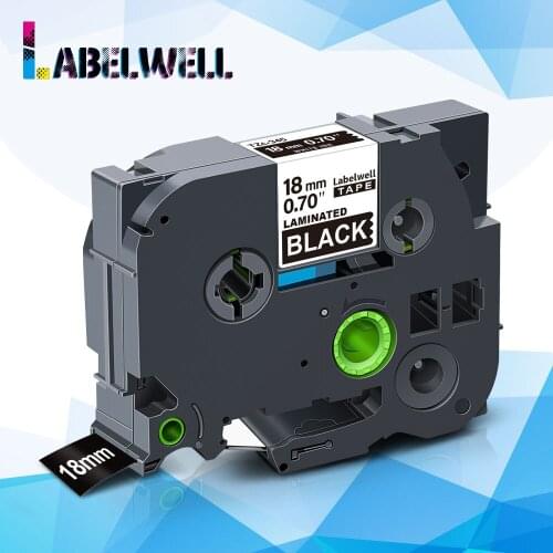 Labelwell 18mm White on Black TZe-345 compatible for Brother P-touch label maker TZe345 TZe 345 Tz345 Laminated tze tape