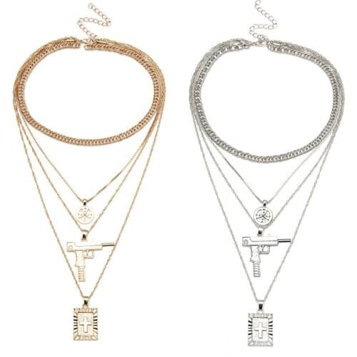 Fashion Personality All-match Multilayer Ornament Choker Simple Exquisite Womens Layered Engraved Pendant Necklace Chic Jewelry