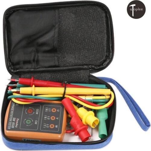 A Set 60V~600V AC 3 Phase Sequence Rotation Tester Indicator Detector Meter LED Buzzer Tool Kit