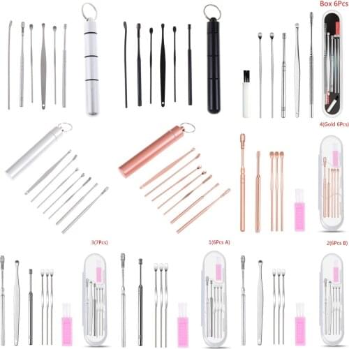 6/7Pcs Ear Wax Removal Kit Ear Wax Remover Ear Wax Removal Tool Stainless Steel Earpick Ear Cleaner Spoon Ear Care Cleaning Tool