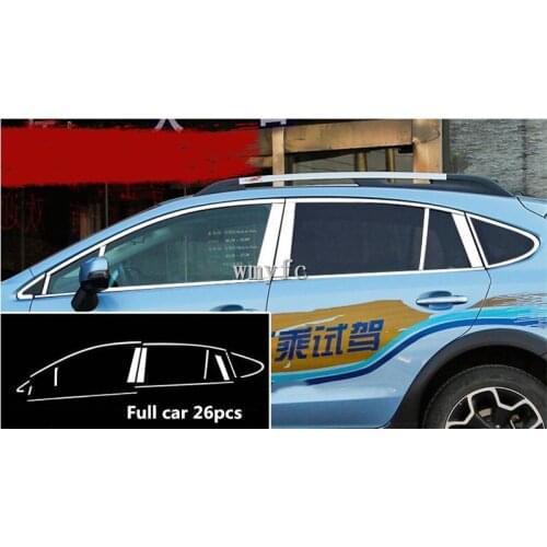 Stainless Steel side Window Molding Trim Cover Fit For Subaru XV 2012 2013 2014 2015 2016 2017 accessories 26pcs