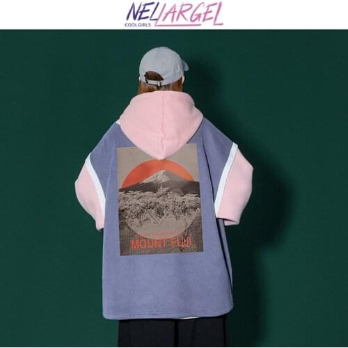 NELLARGEL Women Hooded Patchwork Designer Y2k Hoodies 2021 Female Vintage Harajuku Japanese Hoodie Girl Streetwear Kawaii Hoodie