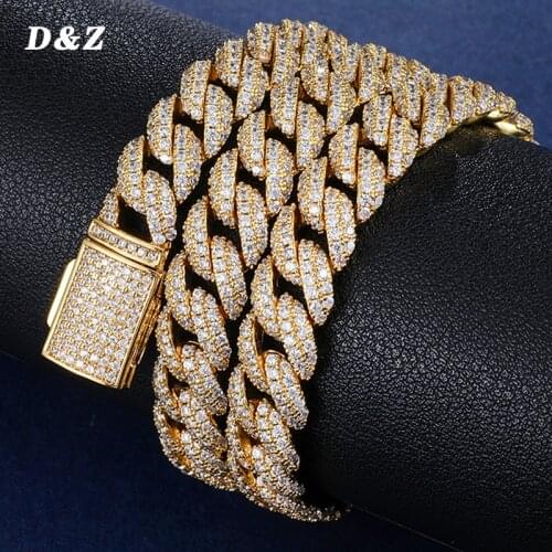 10mm Box Clasp Cuban Link Necklace Iced Out Cubic Zirconia 4 Prong Necklace Hip Hop Men Fashion Jewelry CZ Stones Hip Hop Rapper