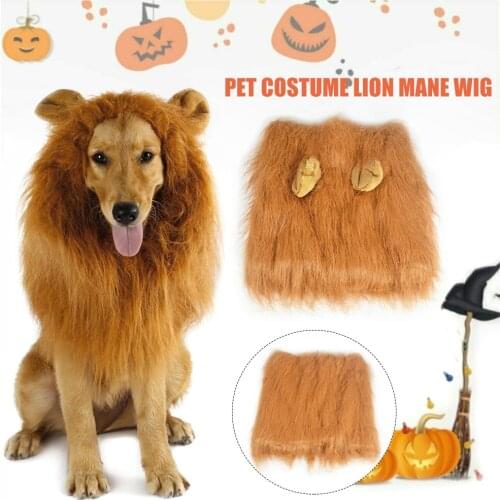 Pet Costume Lion Mane Wig with/without Ears for Large Dog Halloween Clothes Fancy Dress up SNO88