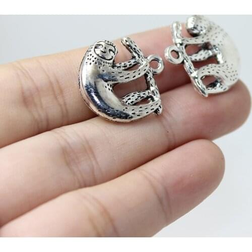 Yamily 10pcs/ 20mm Sloth Charm pendant Zinc alloy Charms Pendant Necklace bracelet earring DIY Handmade Jewelry