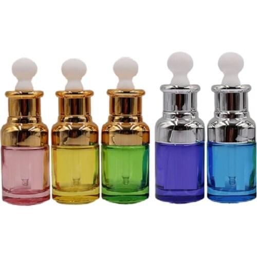 30ml Empty Glass Essential Oil Dropper Vials Gold Silver Lid White Top Elegant Colorful Cosmetic Packaging Refillable Bottle