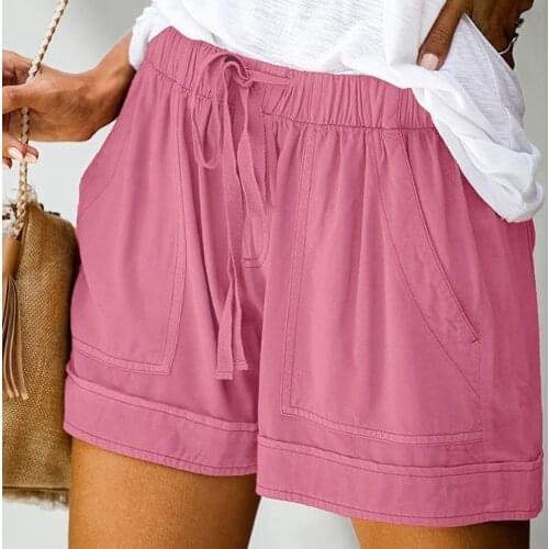 5xl Plus Size Short Pants Women Simple Drawstring Pockets Summer Elastic Waist Shorts Loose Home Fashion Streetwear Pant A20