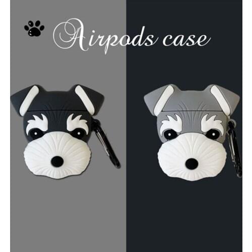 Airpods Silicone Case Cover Compatible for Apple Airpods 1&2[Cute Pet Design][Best Gift for Girls or Boys Man Woman] Schnauzer