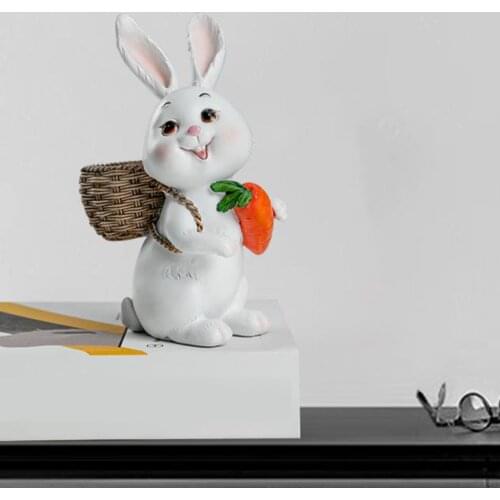 4x Cartoon Resin Rabbits Sculpture Bunny Ornament Figurine Statue Tabletop