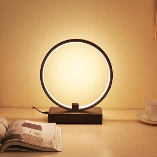 Modern Circle LED Table Lamp For Bedroom Bedside Table Decor Night Lamp Study Reading Desk Lamp Night Light Home Lighting