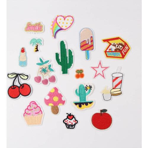 Fabric Embroidered Cake Cherry Patch Cap Clothes Stickers Bag Sew Iron On Applique DIY Apparel Sewing Clothing Accessories BU161