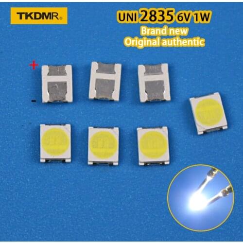 TKDMR 30pcs Original UNI LED 3528 2835 1210 Light Beads High Power 1W 6V Cool white For LED LCD TV Backlight Application