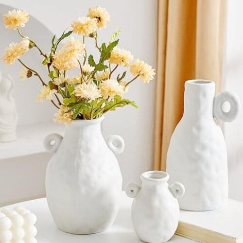 Ins Ceramic Vase White Dried Flowers Arrangement Fresh Living Room Bedroom Home Decoration Accessories Ornaments Gypsophila