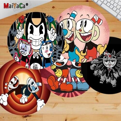 Vintage Cool Cuphead Customized laptop Gaming round mouse pad gaming Mousepad Rug For PC Laptop Notebook