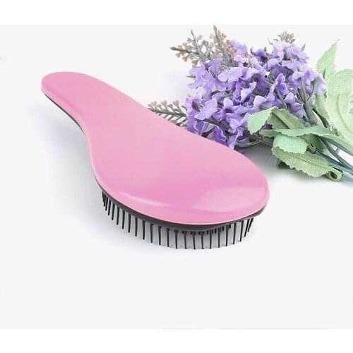 Magic Anti-static Hair Brush Handle Tangle Detangling Comb Shower Electroplate Massage Comb Salon Hair Styling Tool Solid Color