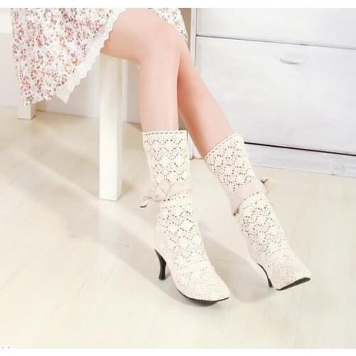 Autumn New Womens Summer Boots classic Hidden High heel Cutout Boots Ladies Dress Casual Shoes Cute Boots