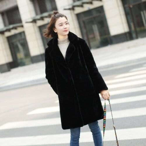 Women Mink Faux Fur Coat Solid Female Turn Down Collar Winter Warm Fake Fur Lady Coat Casual Jackets Casaco De Inverno Feminino