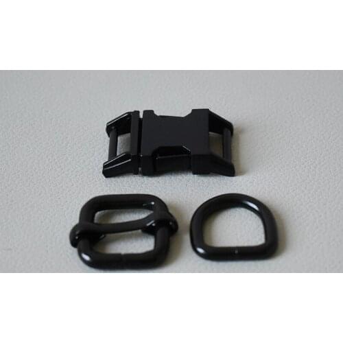 1 Set Black Metal Slider Renegade Buckle D Ring 15mm Strap For Pet dog Collar Harness Sewing Accessories