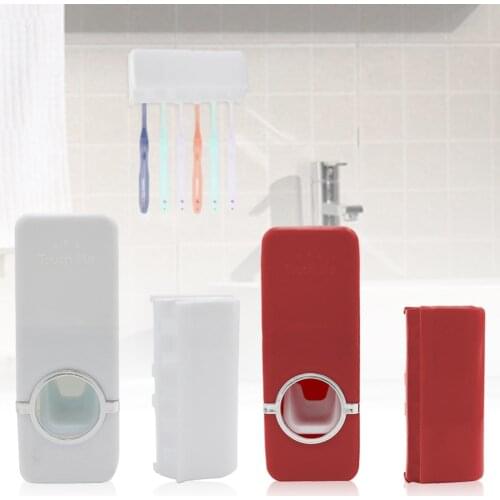 1set Creative Toothbrush Holder Lazy Toothpaste Squeezer Plastic Automatic Toothpaste Squeezer Toothbrush Holder Wash And Gargle