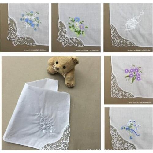 New 10pcs 100% Cotton Handkerchiefs Square Vintage Hankies White Embroidery Handkerchiefs