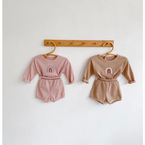 BOBOTCNUNU Baby Clothes Autumn Baby Hoodies And Bloomer 2 Pcs Baby Boys Clothes Set Cute Rainbow Infant Girls Suit