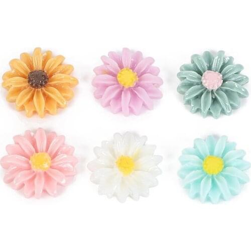 20Pcs Mixed Resin Flatback Sunflower Flower Embellishment Cabochon Kawaii Decoration Scrapbooking Diy Craft Supplies Accessories