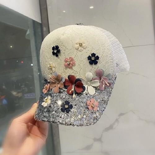 2021 High Quality Fashion Flower Sequined Mesh Baseball Cap MenS WomenS Summer Hat Sun Hat Adjustable Bone Cap Gorras