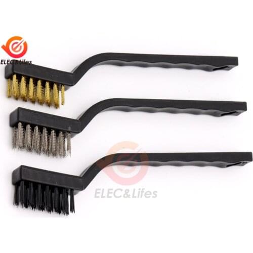 3Pcs/set Wire Brass Brush 170mm Mini Brushes Micro Steel Brass Rust Remover Paint Remove Metal Scrubbing Polishing Burring Brush