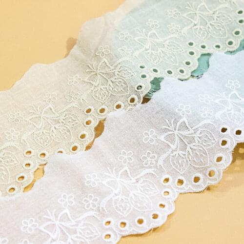 5Yards/Lot 7.5cm Beige Cotton Embroidered Lace Fabrics, Womens Clothing Diy Lace Trim VQX162804