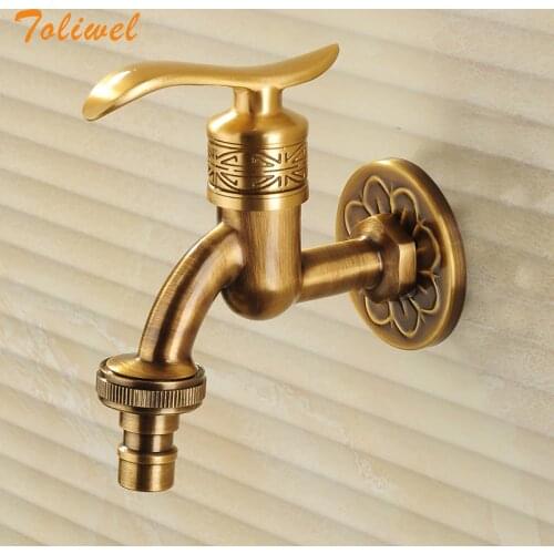 Antique Brass Bathroom Wall Mount Sink Basin Cold Water Faucet Tap G 1/2 Inch Outdoor Garden Hose Faucet Mop Sink tap TWL031