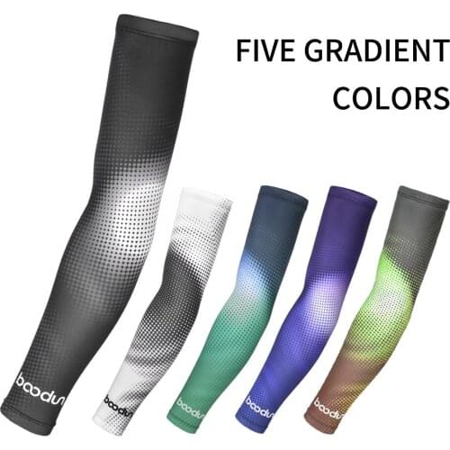 Boodun Arm Sleeves Ice Silk Sunscreen Sleeves Long Gloves Sun UV Outdoor Sports Cycling Cuff Arm Warmer Half Finger Breathable