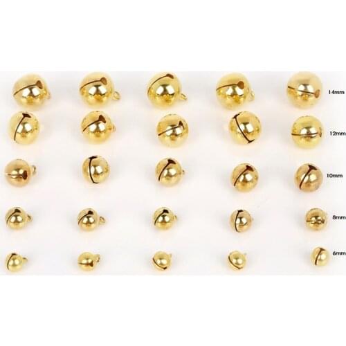 20-100Pcs 6mm/8mm/10mm/12mm/14mm Gold Copper Loose Beads Small Jingle Bells Merry Xmas Christmas Tree Decoration Ornament Home