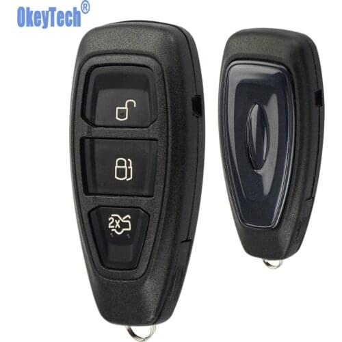 OkeyTech 3 Buttons Car Remote Keyless Entry Key Shell Case Fob for Ford Mondeo Fiesta Focus Titanium Auto Key Replacement Cover