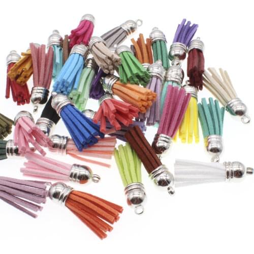 CHONGAI 20pcs 38mm Fiber Fringe Suede Tassel Key Chains For DIY Jewelry Accessories