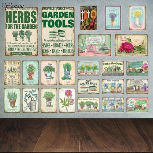 Kitchen Herb Garden Decor Flowers Vintage Tin Signs Shabby Chic Metal Poster Kitchen Living Dining Room Wall Decoration YA029