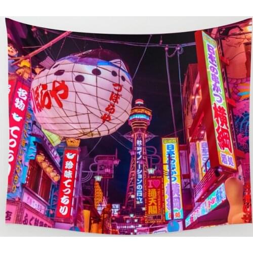 Electric Postcard From Osaka Tapestry Background Wall Covering Home Decoration Blanket Bedroom Wall Hanging Tapestries