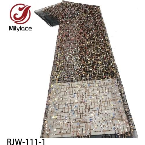 French Sequins Tulle Lace Fabric 2020 High Quality African Lace Fabric for Evening Party RJW-111