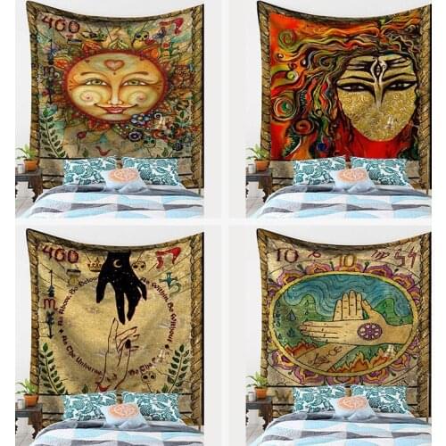 Mandala Tarot Sun Tapestry Psychedelic Wall Hanging Moon Phase Change Tapestries Bedroom Decor Bedspread Throw Cover Wall Decor