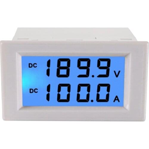 LCD display DC Voltage and current meter voltmeter ammeter range DC 0-199.9V 0-100A Blue backlight DC 3~40 Input Without shunt