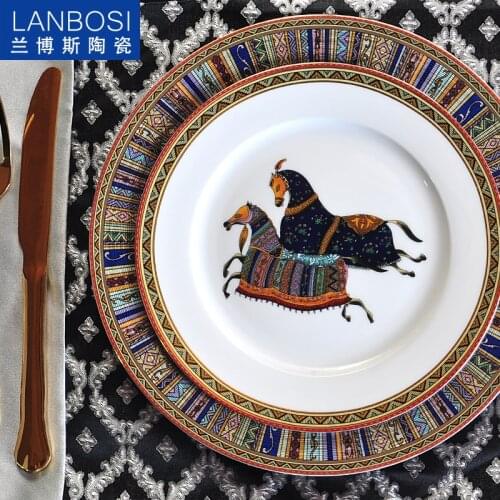 Ceramic Tableware Hotel Decorative Plate for Dessert Steak Snack Cake Bone China Western Beautiful Dish