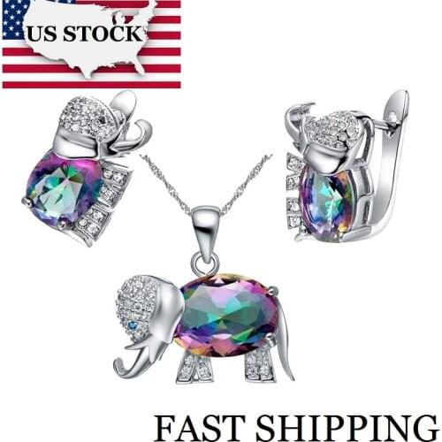 USA STOCK Uloveido Kids Anime Jewelry Sets for Women Crystal Jewelry Set Earrings Necklace Costume Jewelry Sets Wedding T485NR